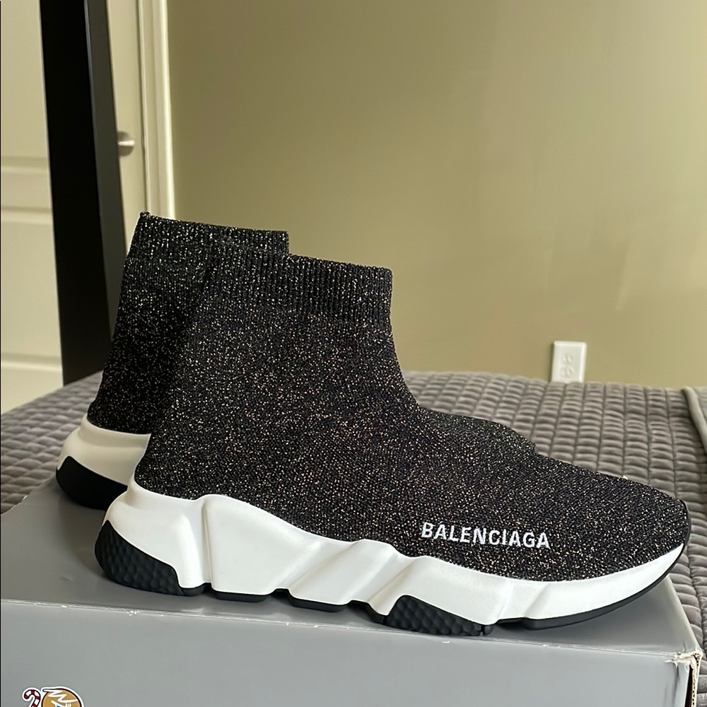 Balenciaga Speed Runners Black and Gold Sparkle